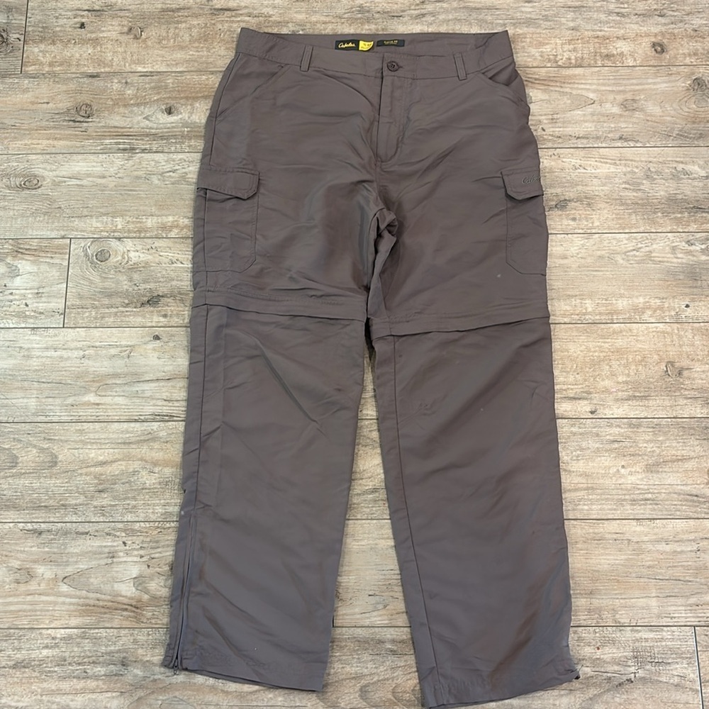 Cabelas Hiking Pants Grey Polyester Light Weight Cargos Classic Fit